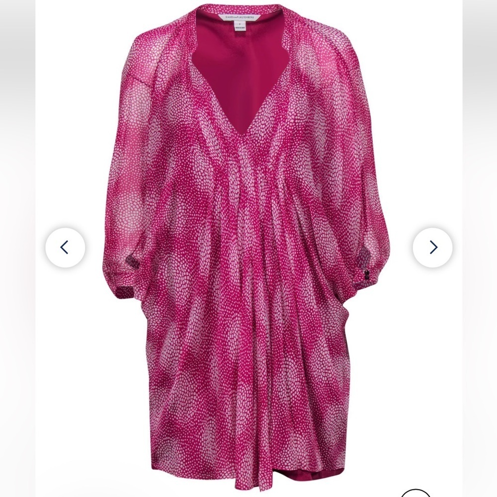 Diane von Furstenberg Pink Fuschia Fleurette Dress Chiffon Size 2